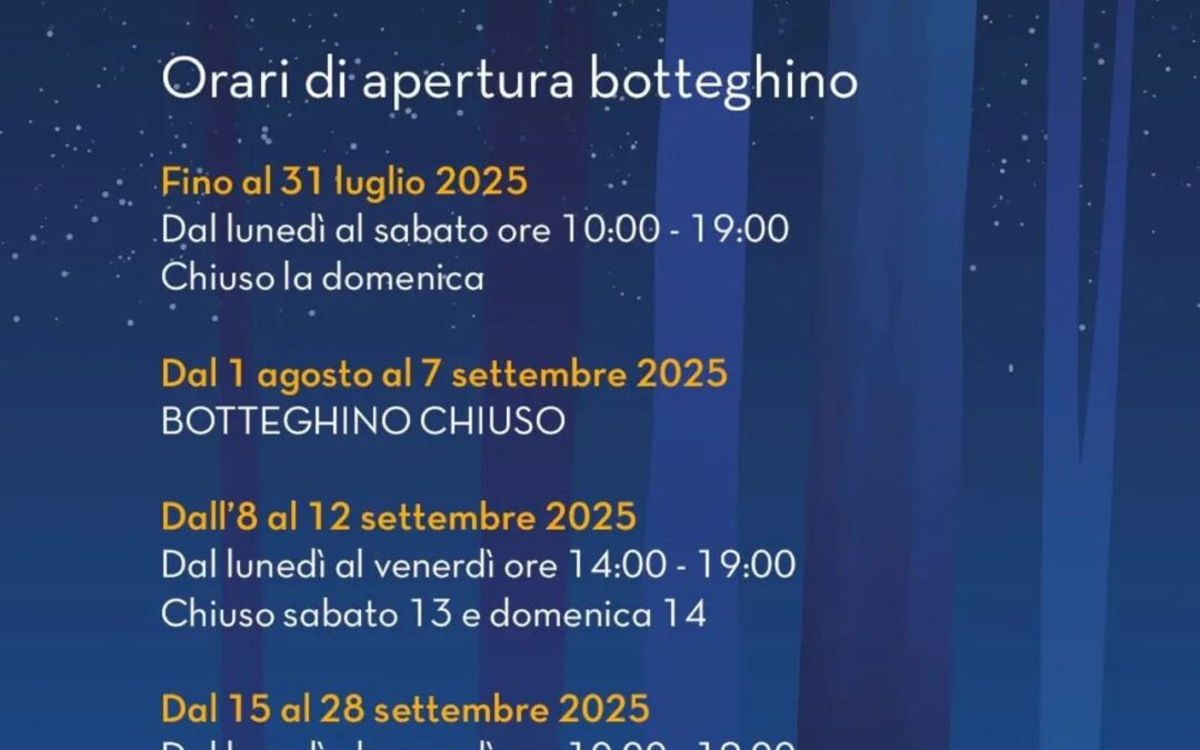 ORARI BOTTEGHINO PERIODO ESTIVO