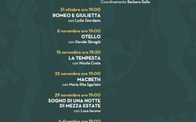 Nuovo appuntamento con il Caffè Letterario. Il nuovo ciclo si intitola “Aspettando Shakespeare”