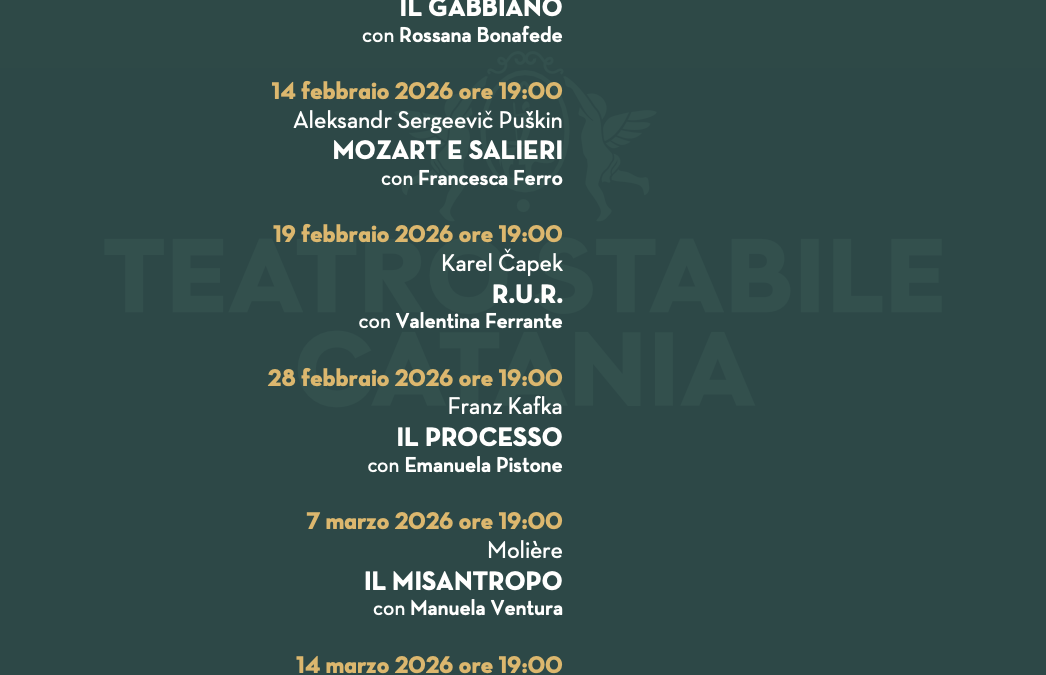 Nuovo appuntamento con il Caffè Letterario. Il nuovo ciclo si intitola “IL TEATRO DELL’OSSESSIONE”