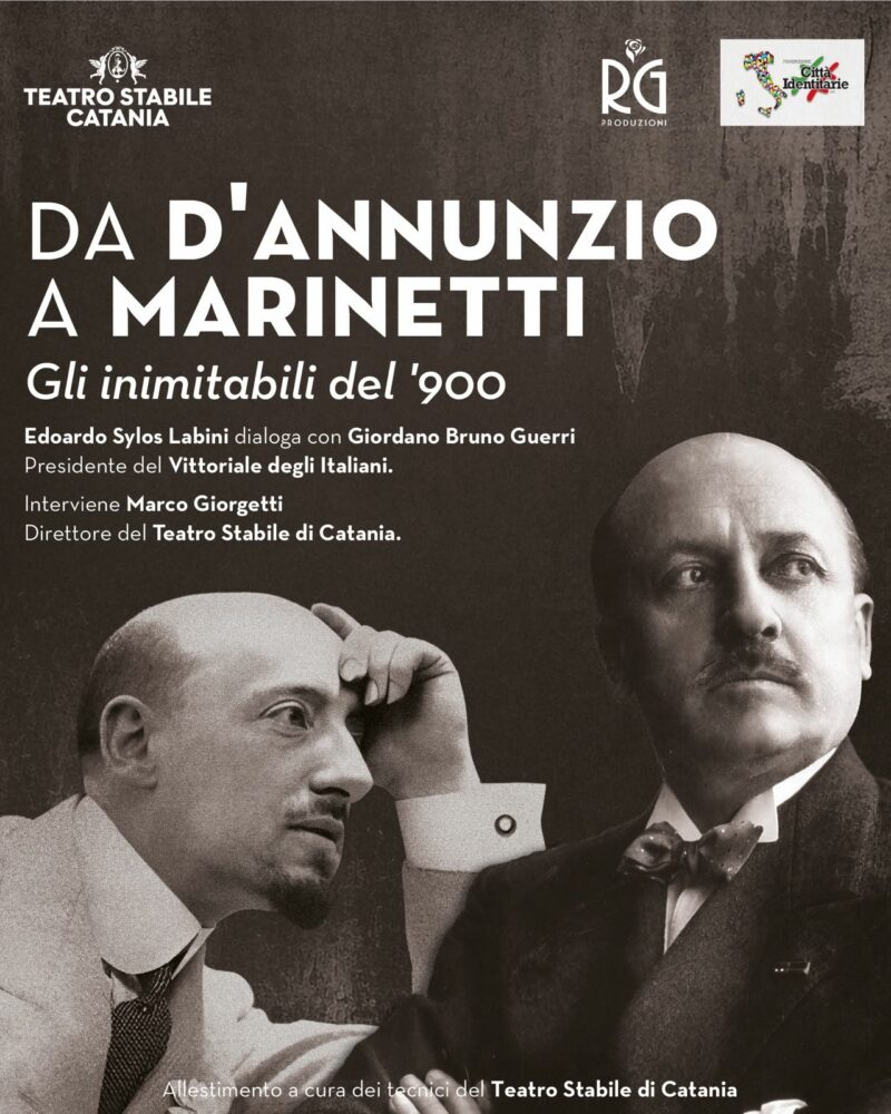 Incontro “Da D’Annunzio a Marinetti: gli inimitabili del ’900” mercoledì 25 marzo alle 18.30 al Ridotto del Teatro Verga