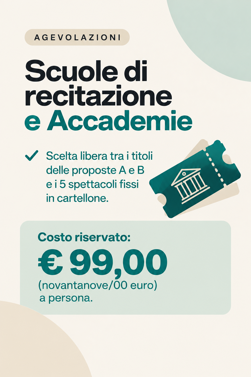 Agevolazioni per Scuole di recitazione e Accademie