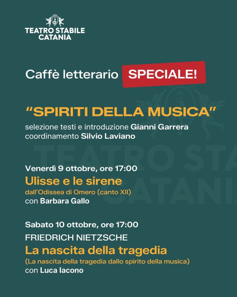 Caffè Letterario speciale: “Spiriti della musica” al Ridotto della Sala Verga